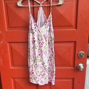 Floral Lace Chemise in Pink and White